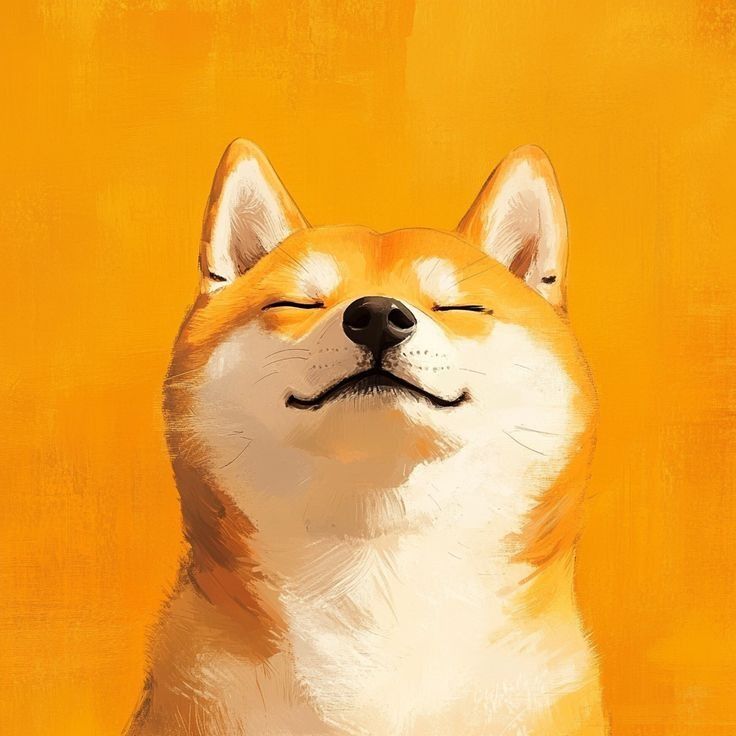 May artwork: a smiling shiba on orange