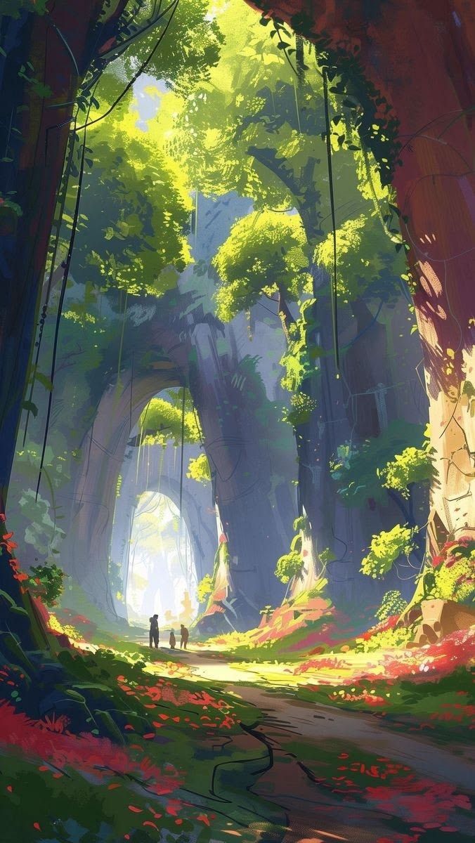 August artwork: a forest arch